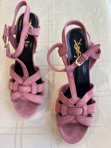Yves Saint Laurent YSL tribute platform T Bar Heels, Pink, Size 38 - 第 1/4 張圖片