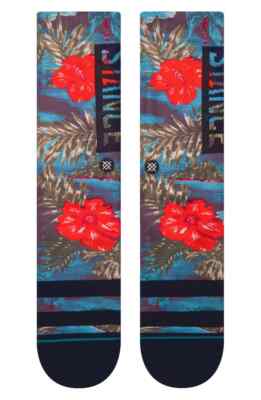 Stance Men's L 9-13 OG Cocopalms Casual Crew Socks Tropical Floral Hawaii