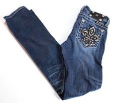 Miss Me Womens Size 12 26x29 JK564652 Skinny Stretch Medium Wash Fleur De Jeans