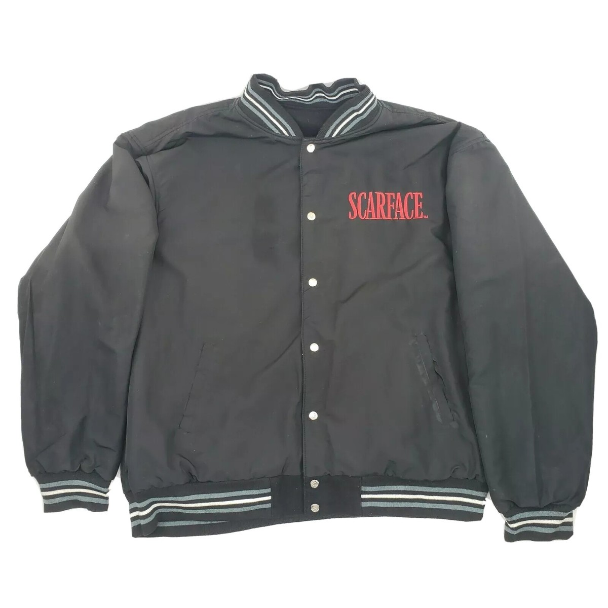 90s 映画 SCARFACE スカーフェイス リバーシブル ボンバージャケット Jeff Hamiltion Scarface Jacket Tony Montana Leather Sleeve