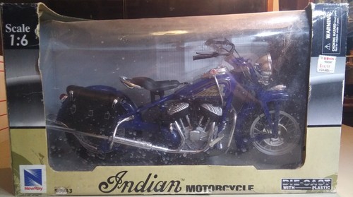 1:6 Indian Chief Motorcycle Flathead Twin diecast and Blue plastic Newray BIG ! - Picture 17 of 21