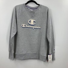Champion Women's Powerblend Double Logo Crew Neck Long Sleeve Size M NWT