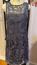 ADRIANNA PAPELL Fully Lined-Sleeveless-Metallic LACE SHEATH DRESS - Size 6 - XPO
