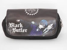 Black Butler Pen Pencil Case • Zip Make Up Utility Storage Bag Pouch 8x4.5"