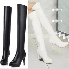 Sexy Womens Party Pointy Toe Over Knee Thigh Boots High Heels Stilettos Shoes US