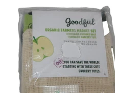 New Goodful Organic Farmers Market Set 4 piece Reusable Bags