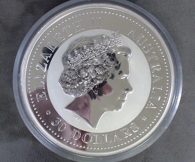 2005 1 Kilo Silver Australian $30 Lunar Rooster Series I .999 Fine