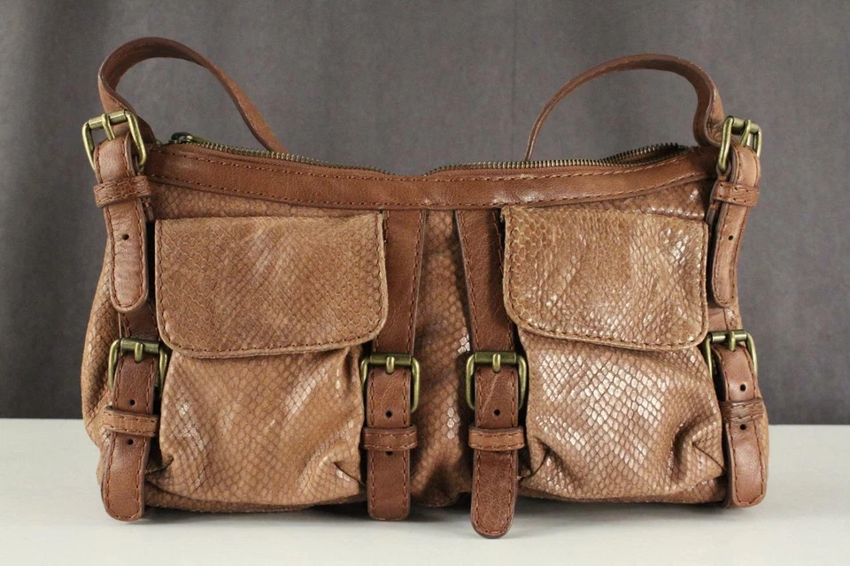 Cartera de Diseñador Moderno de KOOBA Rosa Marrón Piel de Serpiente Bolso de Hombro y Cubierta Foto 4 de 4