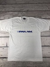 VINTAGE PAN AM AIRLINE Made in The USA 50/50 WHITE SINGLE STICH T-SHIRT SZ LARGE