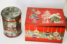 ♥ COPPIA 2 SCATOLE IN LATTA ALEMAGNA VINTAGE ANNI 60 NATALE BARATTOLO GELATI 