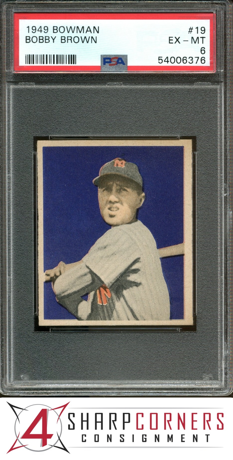 1949 BOWMAN #19 BOBBY BROWN RC PSA 6