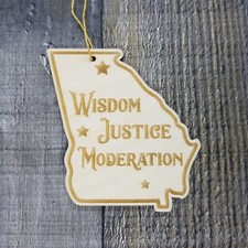 Georgia Ornament - GA State Shape with State Motto - Handmade Wood Ornament Made