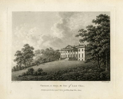 Antiker Druck - CLAREMONT - LORD CLIVE - SURRY - LONDON - UK - Watt - 1779