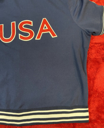 Vintage Roots Polo Shirt XXL USA Olympic Snap Short Sleeve Warm Up Navy Shacket - Picture 15 of 16