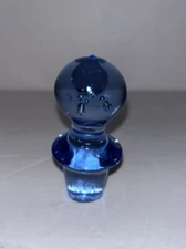 MCM Mid Century Blue Controlled Bubble Glass Cordial Decanter Ball Top Stopper