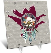 3dRose Native American Zodiac - 6 x 6 Desk Clock