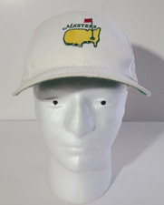 Vintage 80s The Masters Embroidered Logo Adjustable White Hat/Cap Made in USA
