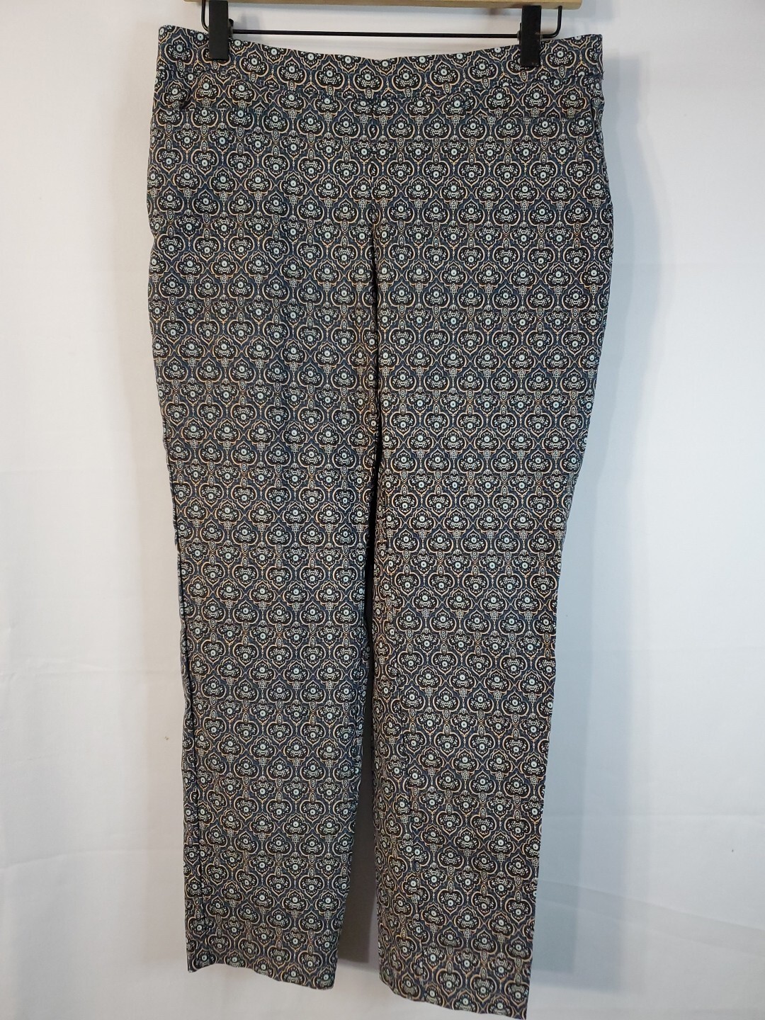 Linda Matthews Stretchy Pants Women's Size 10 Fun Print Dressy Pockets