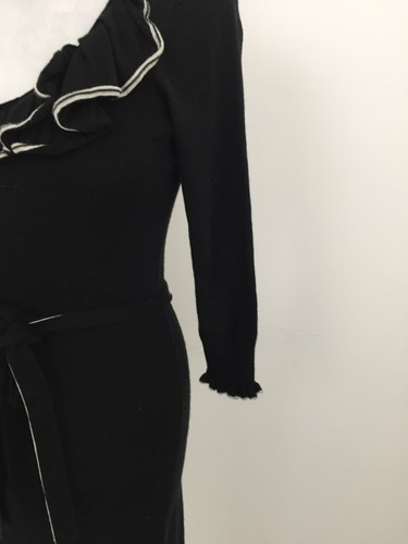 Coast Women's Dress Size 8 Black & White Fine Knit Stretch Ruffle Used F1 - Picture 6 of 11