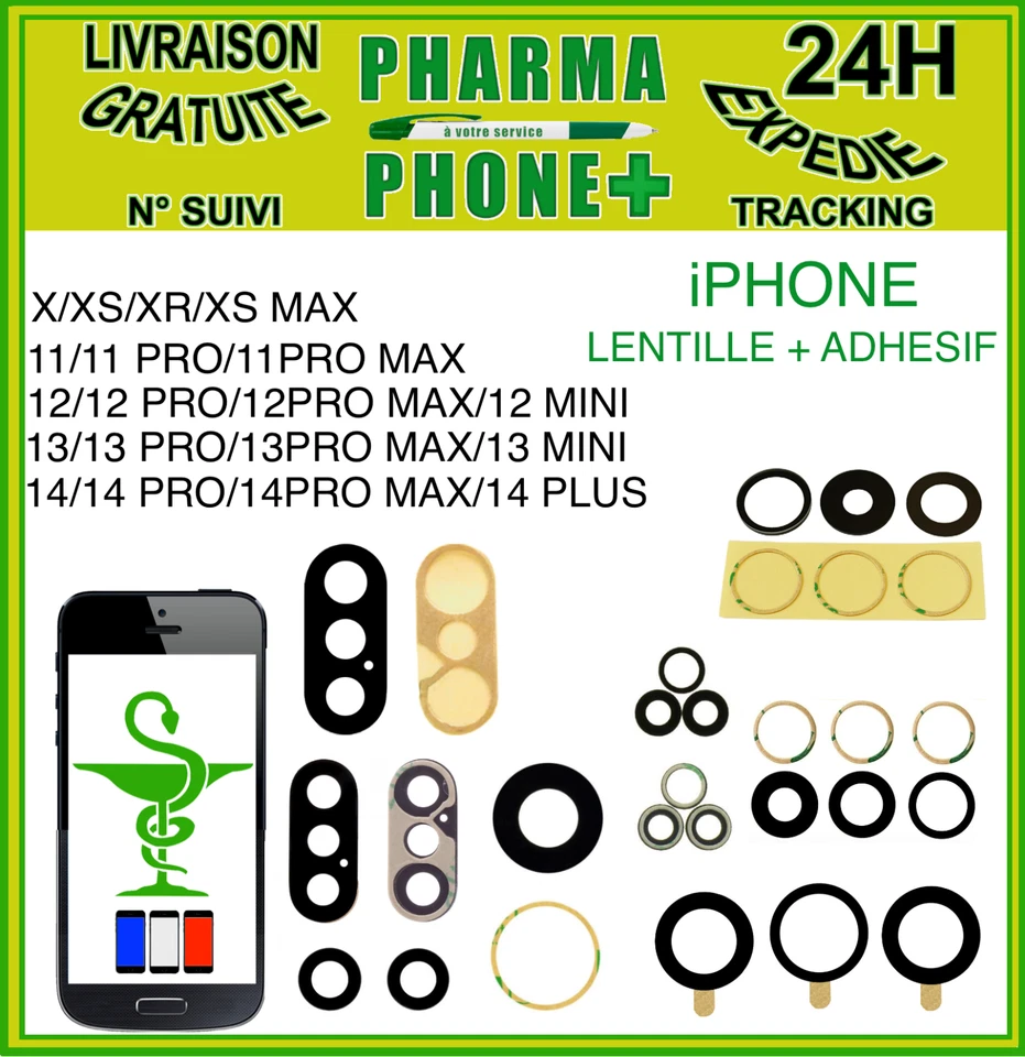 APPLE VITRE LENTILLE CAMERA ARRIERE / OBJECTIF + ADHESIF IPHONE 12 MINI - 12 PRO MAX ✅