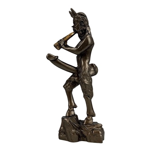Pan Greek Nude God of Nature Faunus Phallus Statue Sculpture Bronze Color 7in - Picture 2 of 9