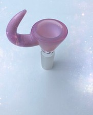 14mm Glass Bowl Horn PINK Handle Martini Bowl One hole push Male Viking bowl 