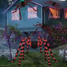 Halloween Large Spider + LED Spider Web, Garden Home Haunted Prop Party Decor US