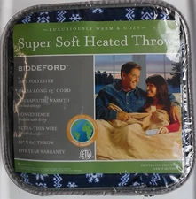 Biddeford Super Soft Heated Throw, Warm and Cozy, NEW in Zip Handle Carry Bag,MF