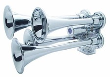 Universal 4 Trumpet Chrome Mini Train Horn For Heavy Duty Semi Trucks Super Loud Universal 4 Trumpet Chrome Mini Train Horn For Heavy Duty Semi Trucks Super Loud