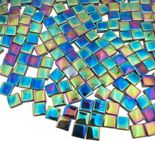 1.1Lb Square Crystal Mosaic Tiles, Iridescent Mosaic Glass Tiles for Crafts, Mos