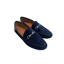 Coach Women's Haley Loafer navy blue corduroy silver horsebit detail size 8