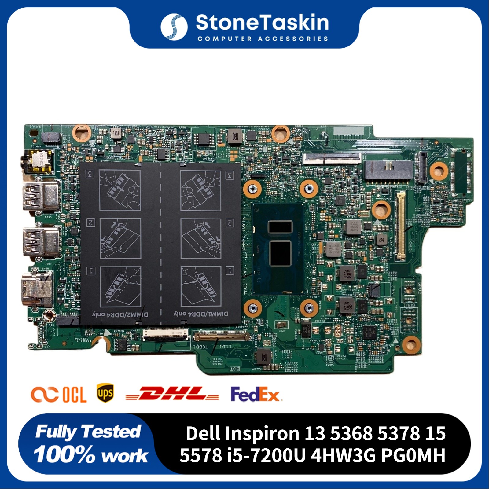 For Dell Inspiron 13 5368 5378 15 5578 Motherboard Intel i5-7200U 4HW3G PG0MH