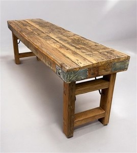 Rustic Folding Bench (54x14.25) Vintage Reclaimed Wood Bench, Farmhouse Seat A74