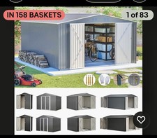Garden Shed, Metal Apex Roof - Grey- 10ft x 8ft - Birchtree