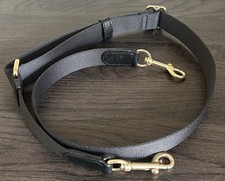 COACH REPLACEMENT STRAP Brown Canvas/Black textured Leather/Gold 47" GUC