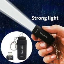 USB Rechargeable Mini LED Keychain Flashlight Strong Pocket Light Waterproof