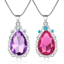 2 Pcs Sofia the First Amulet and Elena Princess Necklace Twin Sister Teardrop...