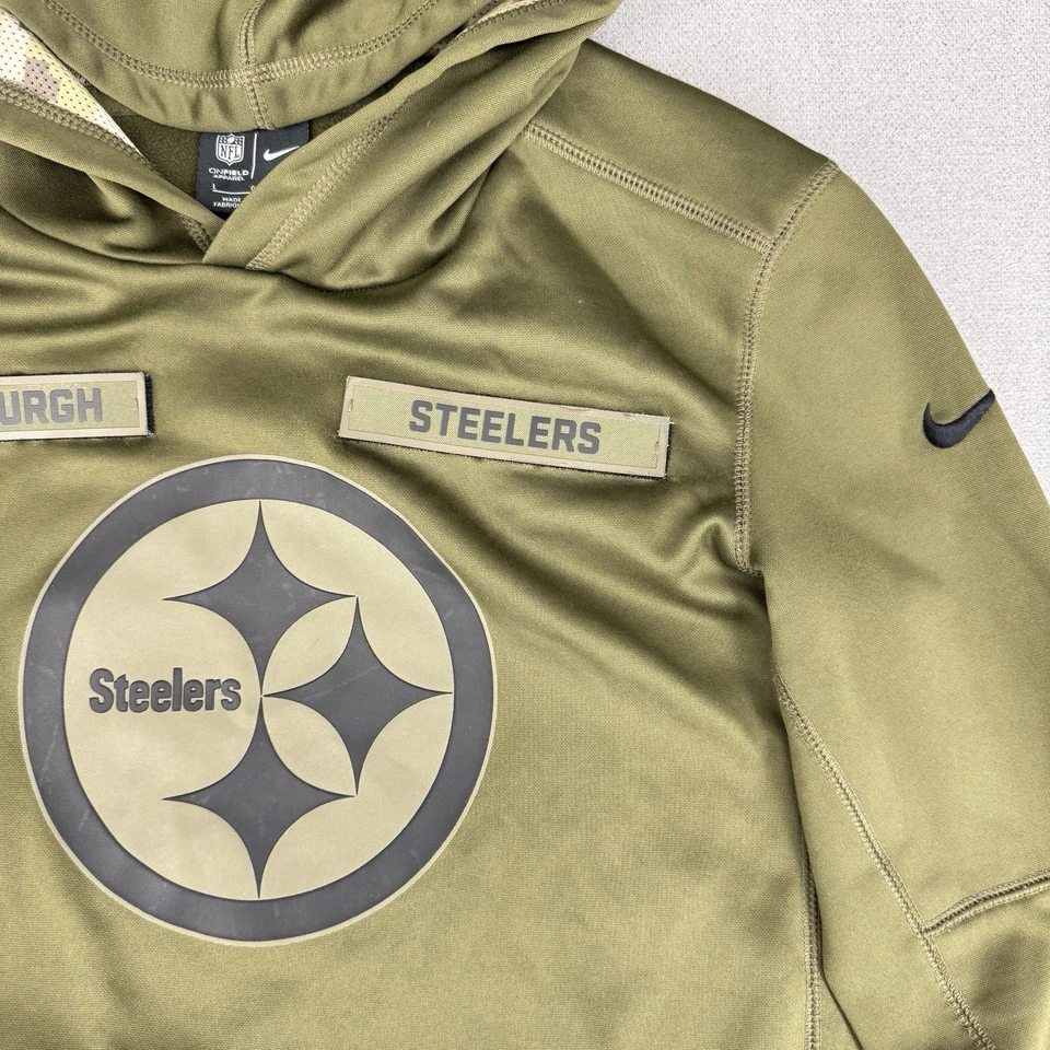 Sudadera con Capucha Nike Juvenil L Niños Verde Pittsburgh Steelers Militar Saludo al Servicio Foto 3 de 4