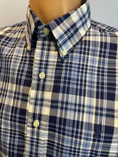 Polo Ralph Lauren Long Sleeve Button Blue WHITE PLAID Shirt Pony Sz Large L