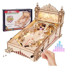 ROKR Miniature Pinball Machine-3D Wooden Puzzles for Adults-DIY Wood Model...