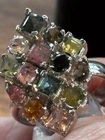 Vintage Sterling 925 Multi Colored Tourmaline Gemstone Statement Ring Size 8