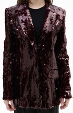 NWT azalea wang Burgundy Sequin Blazer Jacket size L