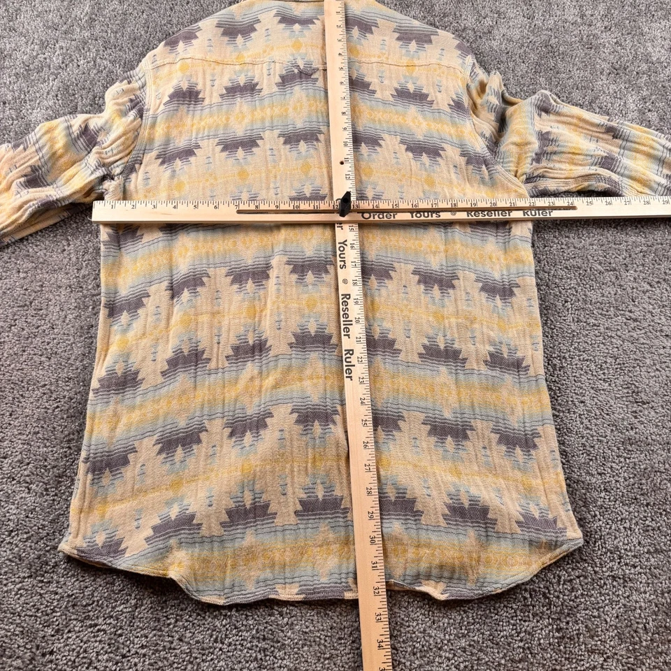 Camisa Ryan Michael Western Para Hombre L Beige Azteca Manga Larga Franela Bolsillos a Presión Foto 4 de 4