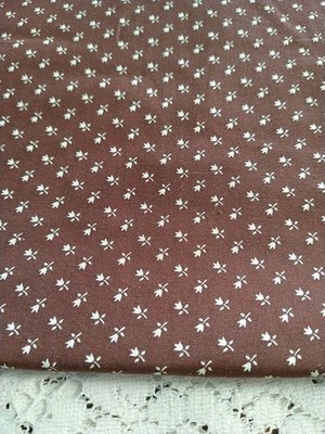 Tiny White Flowers on Brown Concord Cotton Calico Fabric Joan Kessler BTHY 18x43