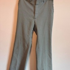 VTG Green and White Gingham Trousers HIgh rise and wide leg