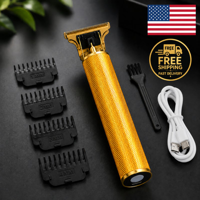 T9 Gold Beard Trimmer Cordless Hair Clipper Barber Cutter Zero Gapped