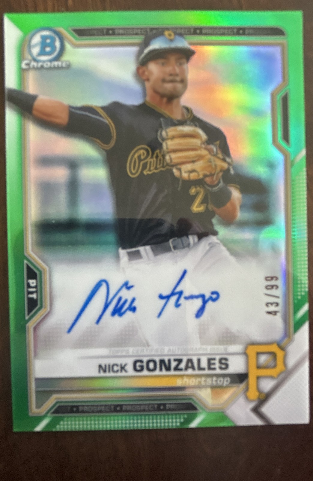 2021 Bowman Sapphire Edition - Chrome Prospects Autograph Nick Gonzales #BSPA-NG