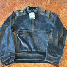 DSG Velour 1/2 Zip Pullover Girls Large 14 Dark Green Velour New With Tags
