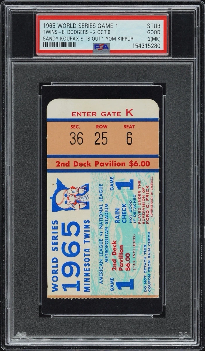 Sandy Koufax 1965 Vintage Sports Ticket Stubs for sale | eBay