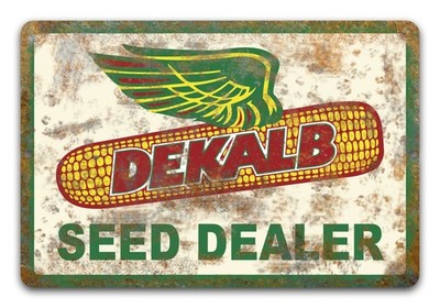DEKALB SEED DEALER TIN SIGN ACRES OF GOLD FARM CORN DEALERSHIP LARGE 12''X18''
